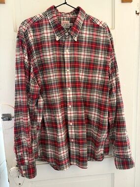 J. Crew Red and White Plaid Button-Down Shirt
